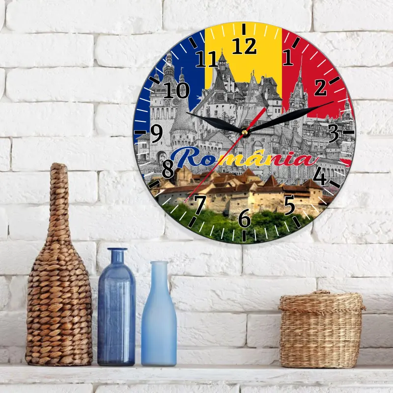 Romania castele, ceas lemn de perete, model 02